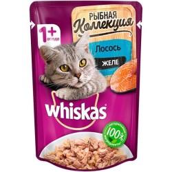 Корм для кошек, Whiskas (Вискас) 85 г Мити Рыбная коллекция лосось мягк. упак.