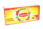 Чай черный, Lipton (Липтон) фильтр-пакет 1.8 г 25 шт с клюквой и имбирем