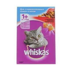 Корм для кошек, Whiskas (Вискас) 350 г Для стерилизованных кошек и котов вкусные подушечки говядина коробка