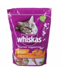 Корм для кошек, Whiskas (Вискас) 800 г Вкусные подушечки с нежным паштетом курицей уткой индейкой мягк. упак.