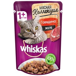 Корм для кошек, Whiskas (Вискас) 85 г Мити Мясная коллекция говядина мягк. упак.