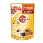 Корм для собак, Pedigree (Педигри) 100 г Витал для взрослых собак всех пород с говядиной в соусе мягк. упак.