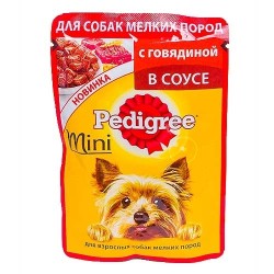 Корм для собак, Pedigree (Педигри) 85 г Мини для взрослых собак миниатюрных пород с говядиной мягк. упак.