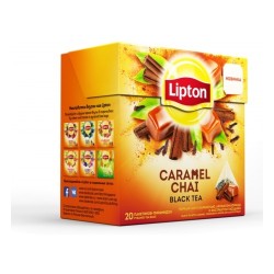 Чай черный, Lipton (Липтон) 1.8 г 20 шт c карамелью ароматом корицы и экстрактом гвоздики пирамидки