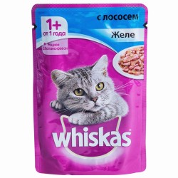 Корм для кошек влажный, Whiskas (Вискас) 85 г от 1 года желе лосось пауч